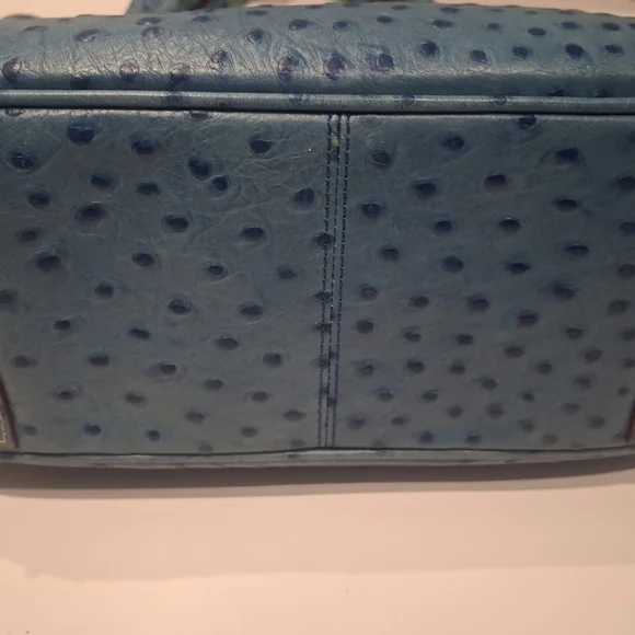 EUC Dooney & Bourke Teal Ostrich Leather 2-Way Medium Top Handle Satchel OS - Picture 8 of 16